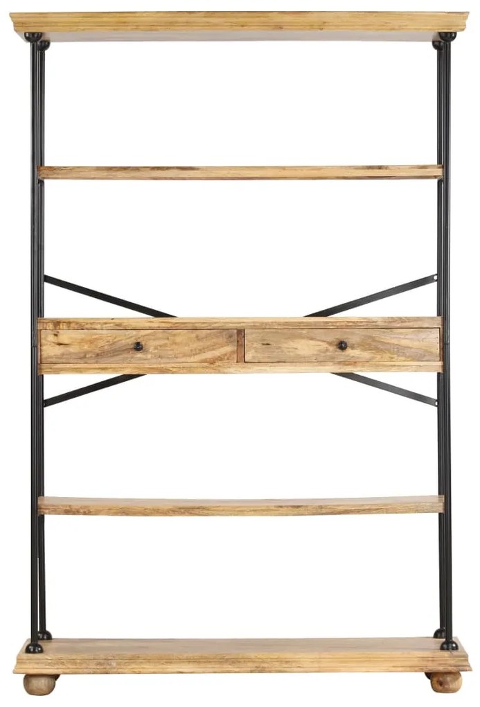 286268 vidaXL Bibliotecă cu 4 rafturi, 120x35x180 cm, lemn de mango și oțel