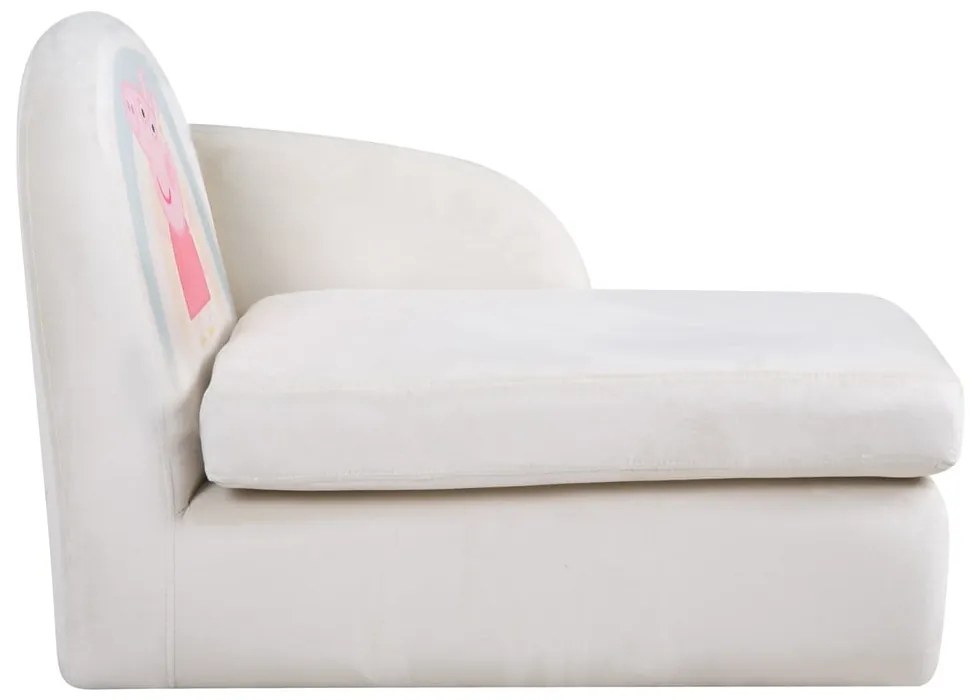 Canapea pentru copii albă cu tapițerie din catifea 75 cm Peppa Pig – Roba