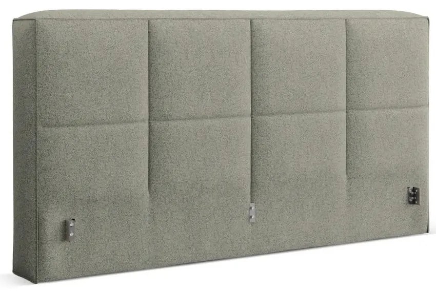 Pat matrimonial verde tapițat cu spațiu de depozitare cu somieră 140x200 cm Simon Darren – Micadoni