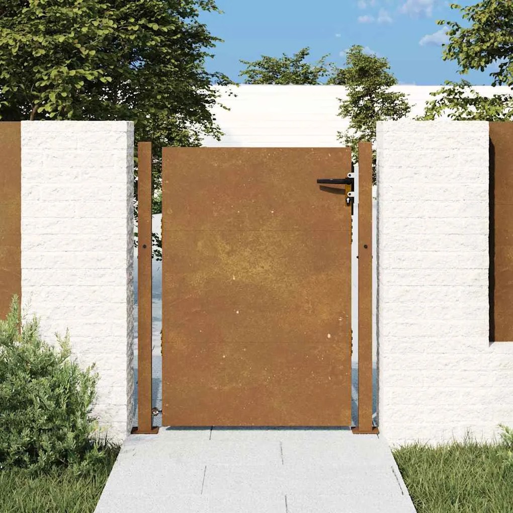 vidaXL Poartă de grădină 105x130 cm, oțel Corten