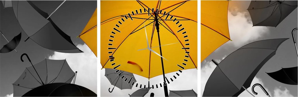 Tablou - Umbrelă galbenă (cu ceas) (90x30 cm)