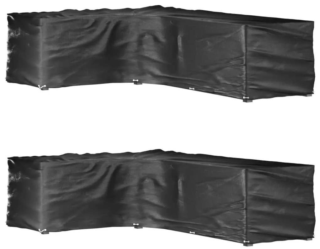 3155377 vidaXL Huse mobilier grădină formă L, 2 buc., 18 ocheți, 220x285x80 cm