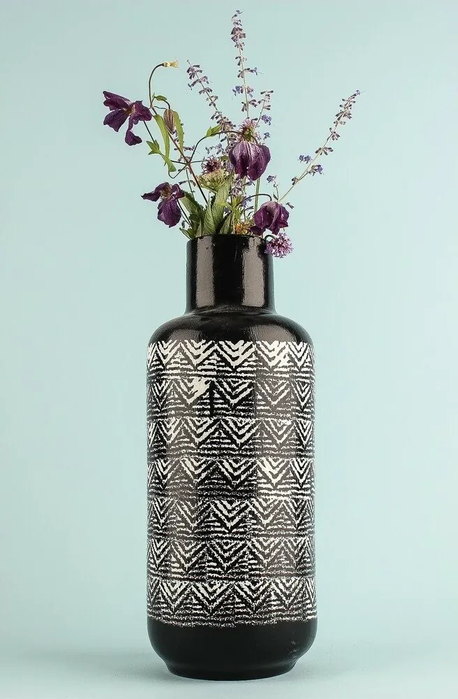 Vaza din ceramica YL711 Zuba , alb-negru