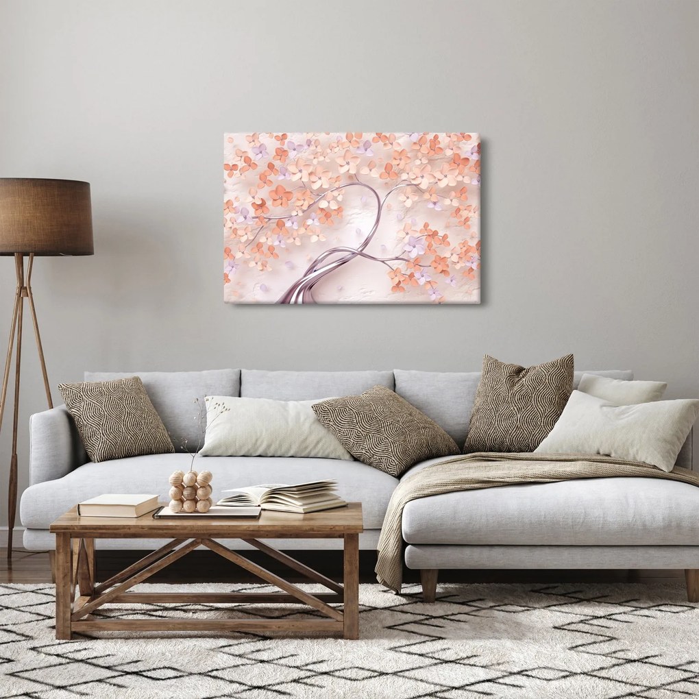 Tablou florilor de pom din coral - abstract (90x60 cm)