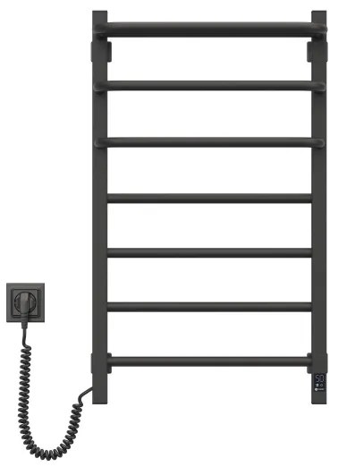 Radiator electric pentru baie cu termostat FORTIS 350W/230V 80,6 cm IP44 negru, cu montare pe partea stângă