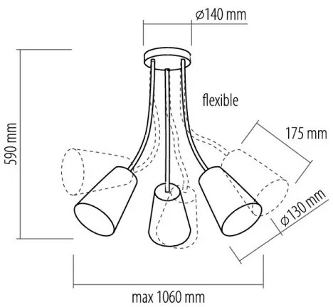 Lustra pe tija WIRE COLOUR 3xE27/60W/230V