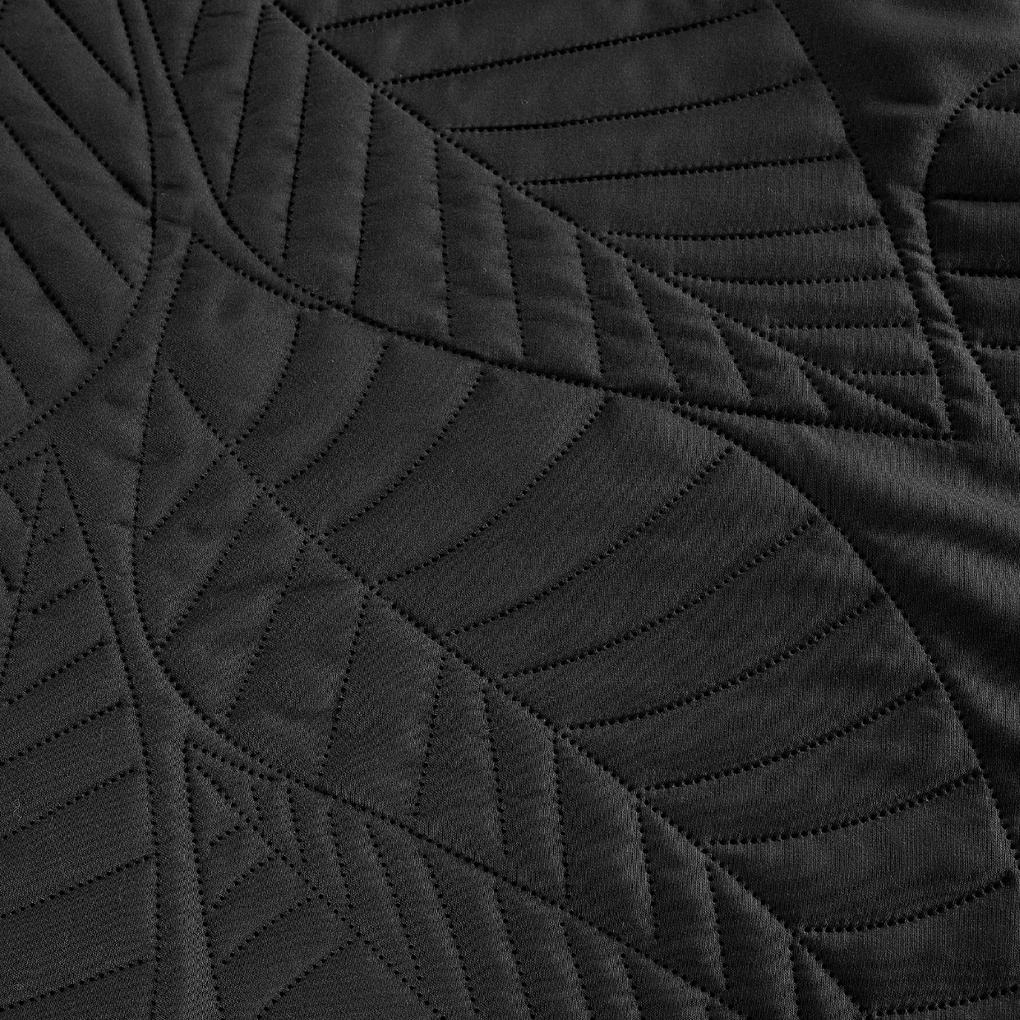 Cuvertur de pat neagra cu model LEAVES Dimensiuni: 220 x 240 cm