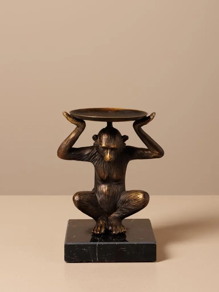 Suport de lumanare, din polirasina, Monkey