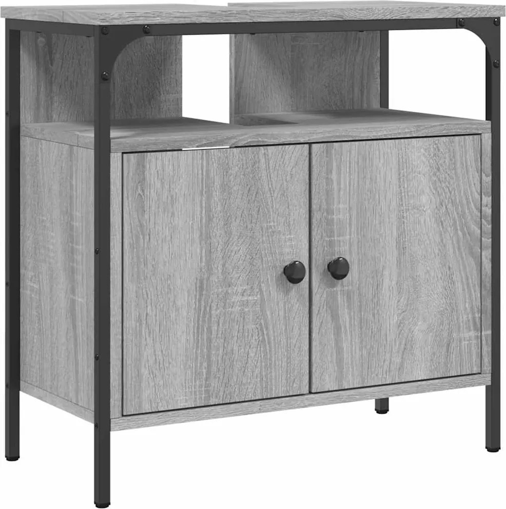 vidaXL Dulap chiuvetă baie, gri sonoma, 60x30x60 cm, lemn prelucrat