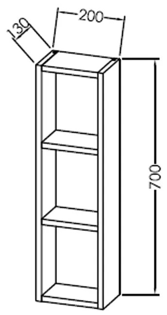 Dulapior suspendat deschis cu polite, Kolpasan, Naomi, 70 cm, dark concrete