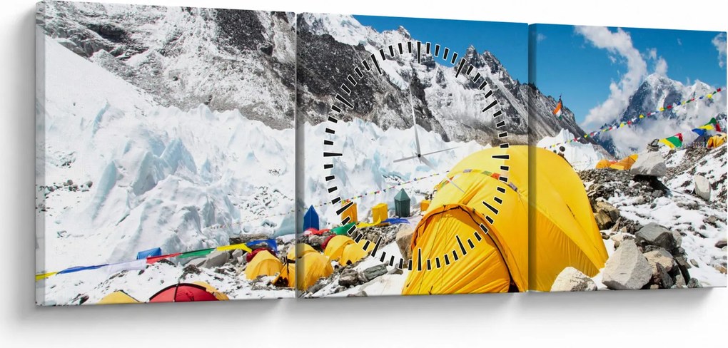 Tablou - Camping la munte (cu ceas) (90x30 cm)