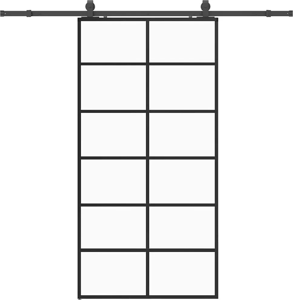 vidaXL Ușă glisantă cu set de feronerie neagră 102x205 cm Sticlă ESG