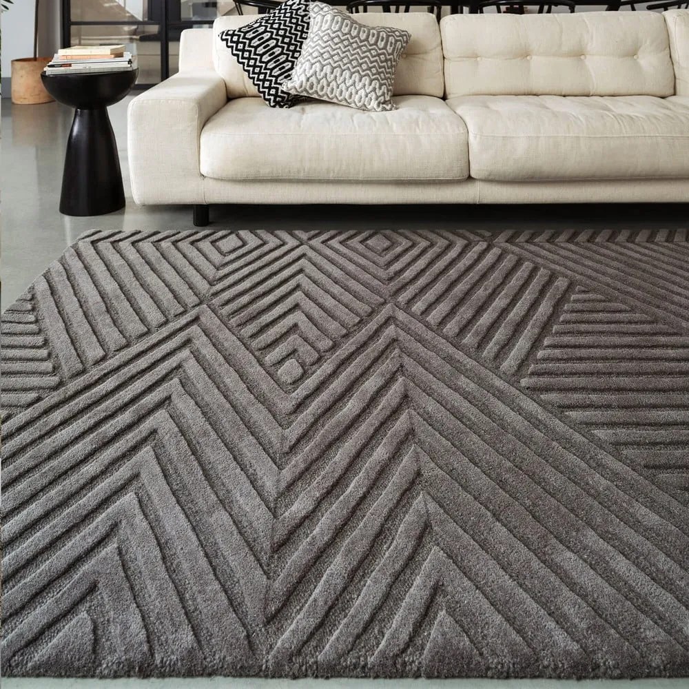 Covor gri antracit din lână 160x230 cm Hague – Asiatic Carpets