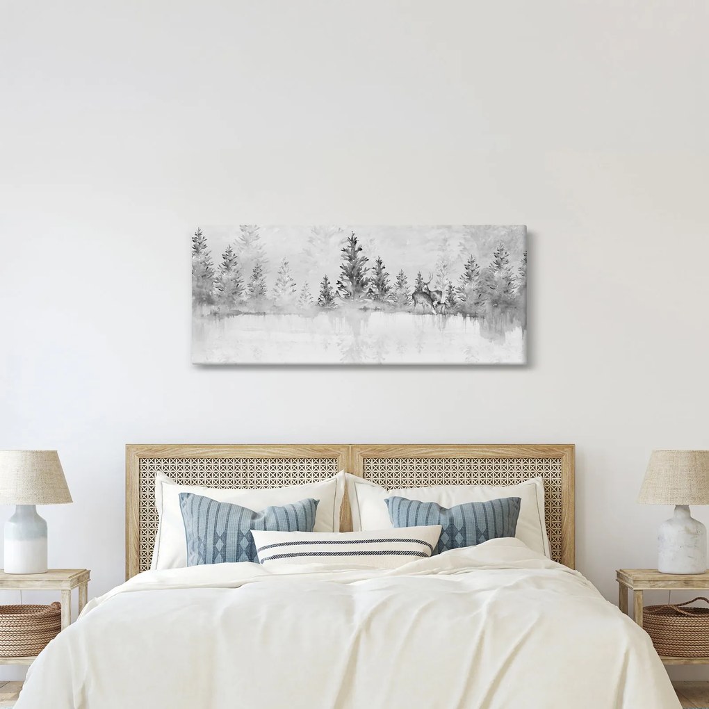 Tablou - Cerb lângă lac (120x50 cm)