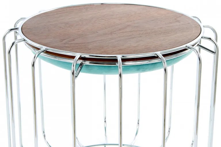 Taburet tapitat/masuta de cafea rotund/a Comfortable 50x50x45 cm albastru deschis