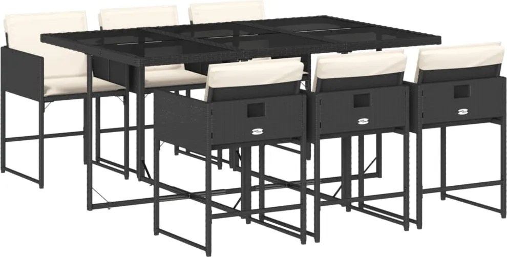 vidaXL Set mobilier de grădină cu perne, 7 piese, negru, poliratan