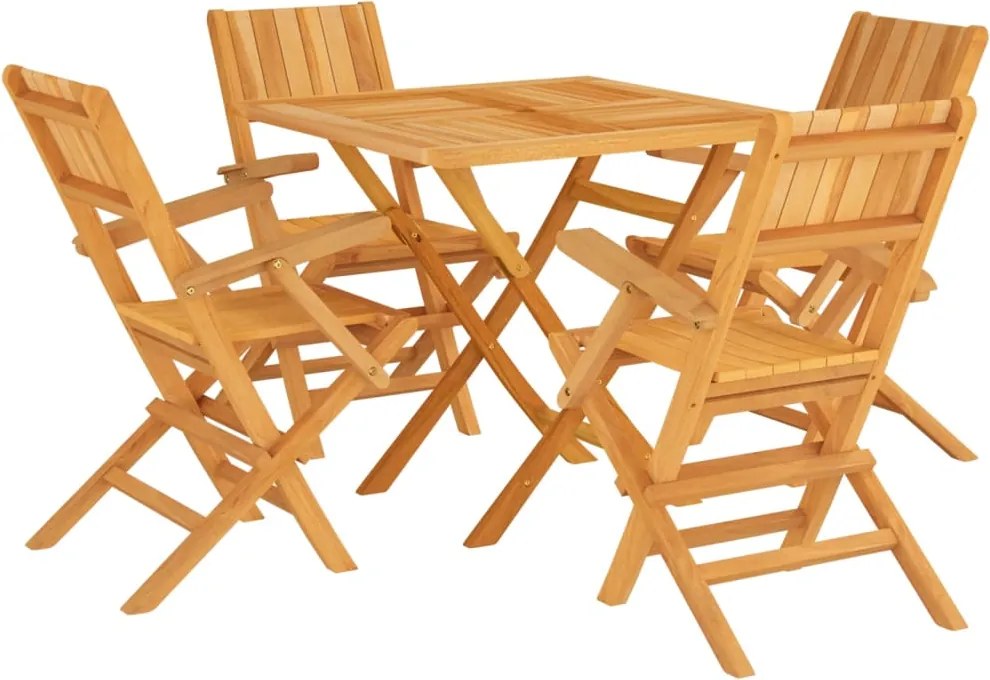 vidaXL Set masă pentru grădină, lemn masiv de tec, 5 piese