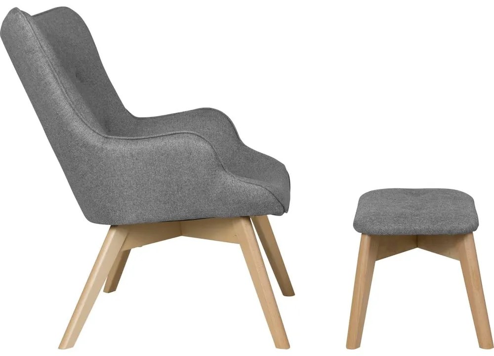 Fotoliu cu taburet gri Niko – Ropez