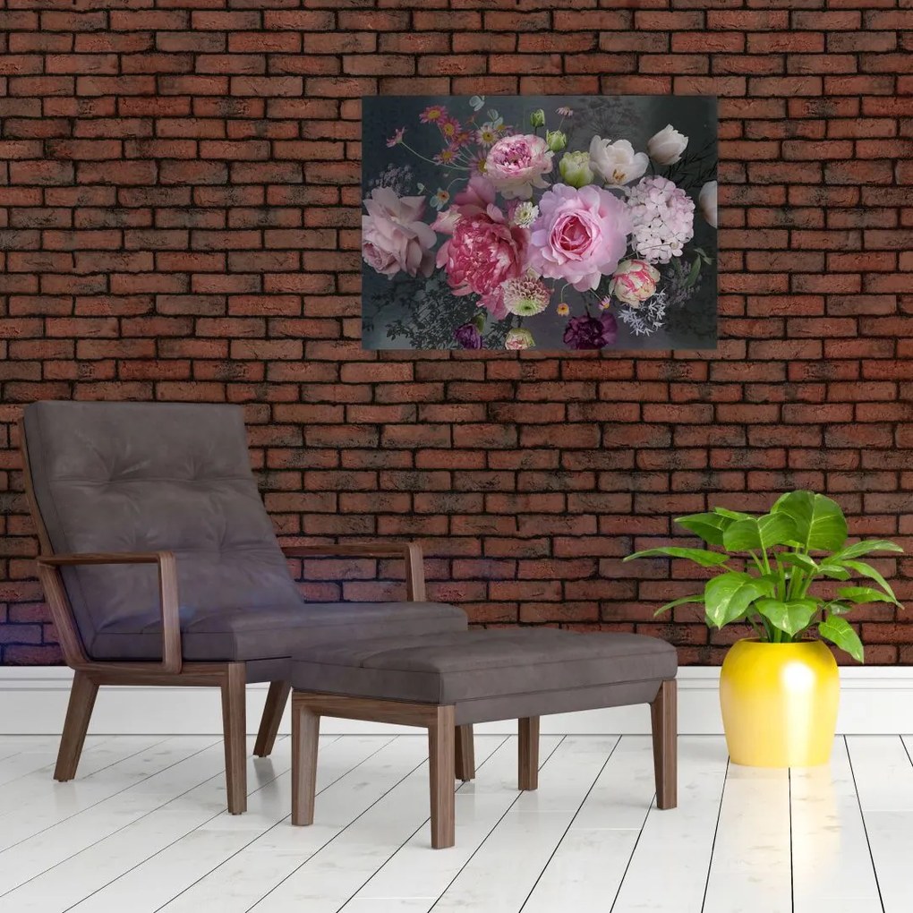 Tablou pe sticlă - Flori de grădină (70x50 cm)