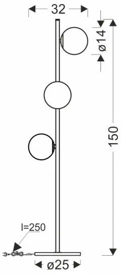 Lampadar KAMA 3xG9/28W/230V negru/negru fumuriu
