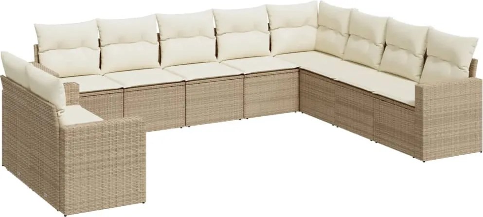vidaXL Set canapele de grădină cu perne, 10 piese, bej, poliratan