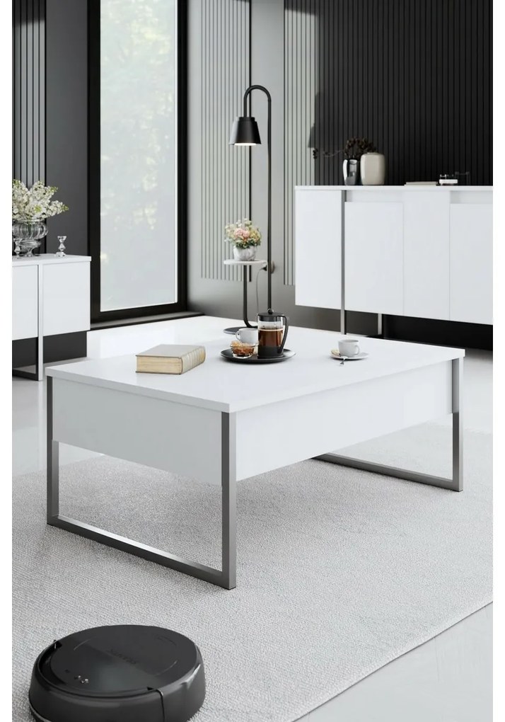 Măsuță de conferință Luxe White and Silver