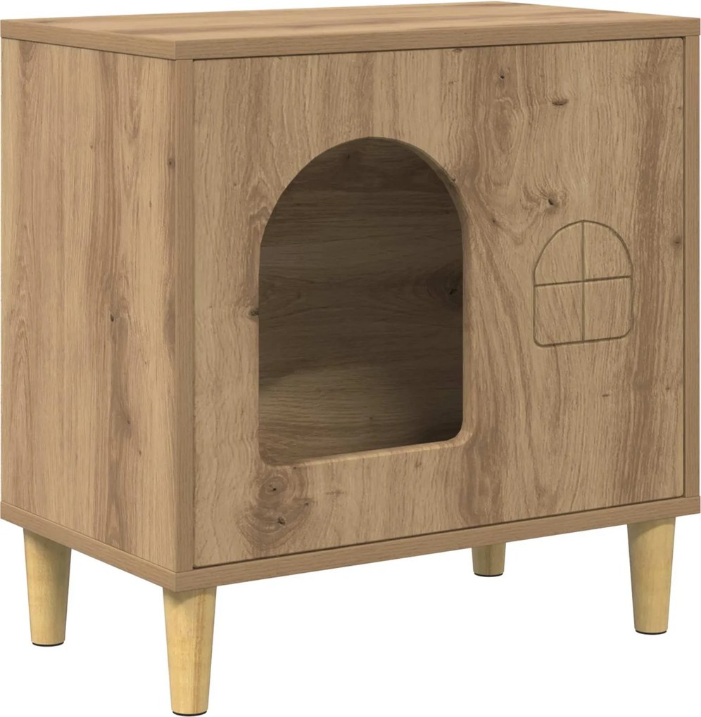 vidaXL Casa pentru pisici Stejar artizanal 51 x 30 x 52 cm