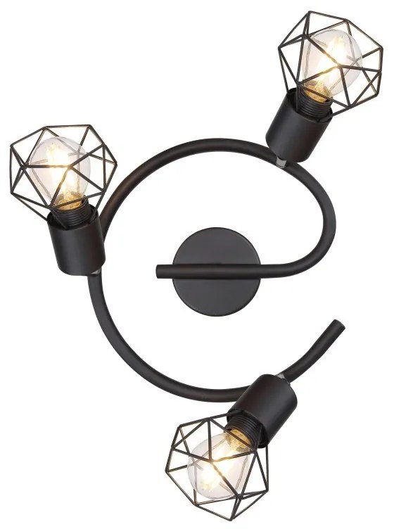 Plafoniera cu 3 spoturi design industrial XARA I negru 23cm