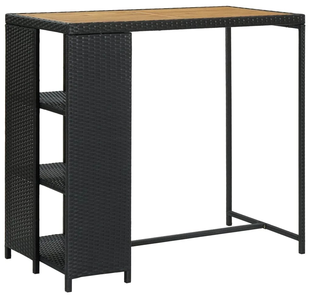 vidaXL Masă de bar cu raft de depozitare negru 120x60x110 cm poliratan