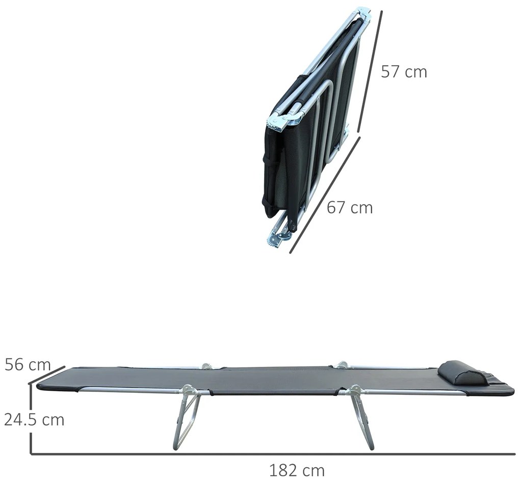 Outsunny Sezlong pentru Bronzat Pliabil si Reclinabil, negru | Aosom Romania