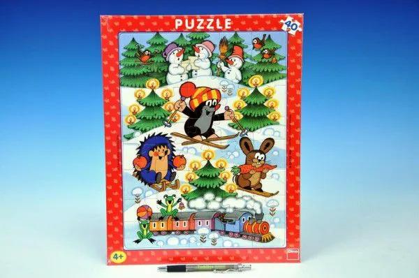 Tablă puzzle Mole în zăpadă 29x37cm 40 bucăți