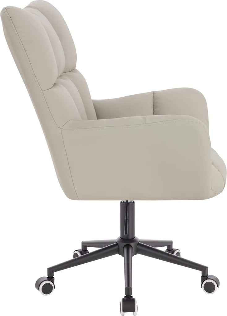 HR650K Scaun Ecru Piele Ecologica Premium Soft cu Bază Neagră