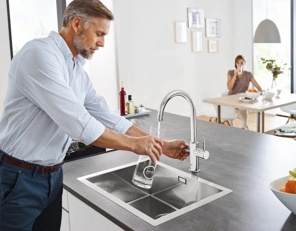 Grohe Blue Home Ondus Baterie de bucatarie cu sistem de filtrare, racire si acidulare, pipa C, cupru mat (brushed warm sunset)