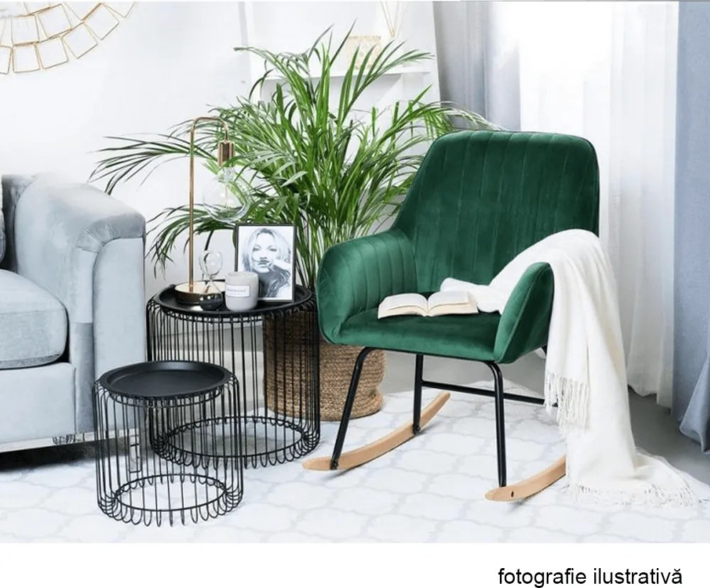 Fotoliu balansoar, catifea Velvet verde, TARAM
