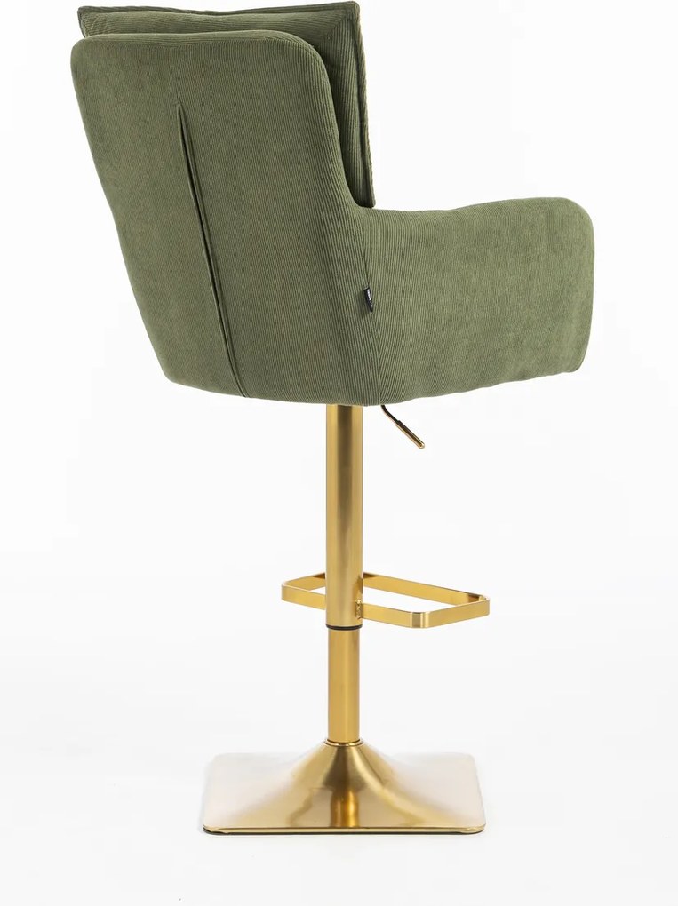 HR250KW Scaun Catifea Reiată Premium culoare verde salvie Bază Aurie