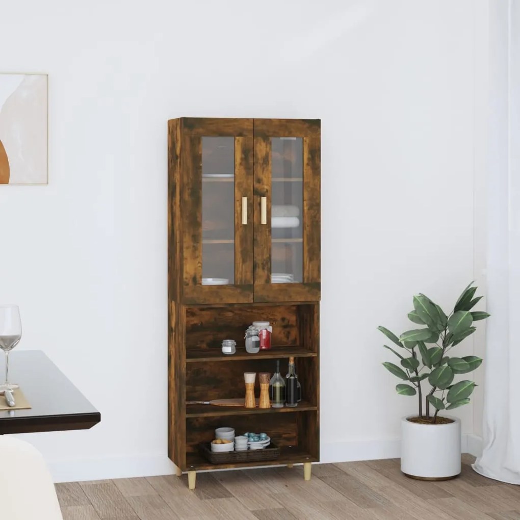 3114945 vidaXL Dulap înalt, stejar fumuriu, 69,5x34x180, lemn compozit