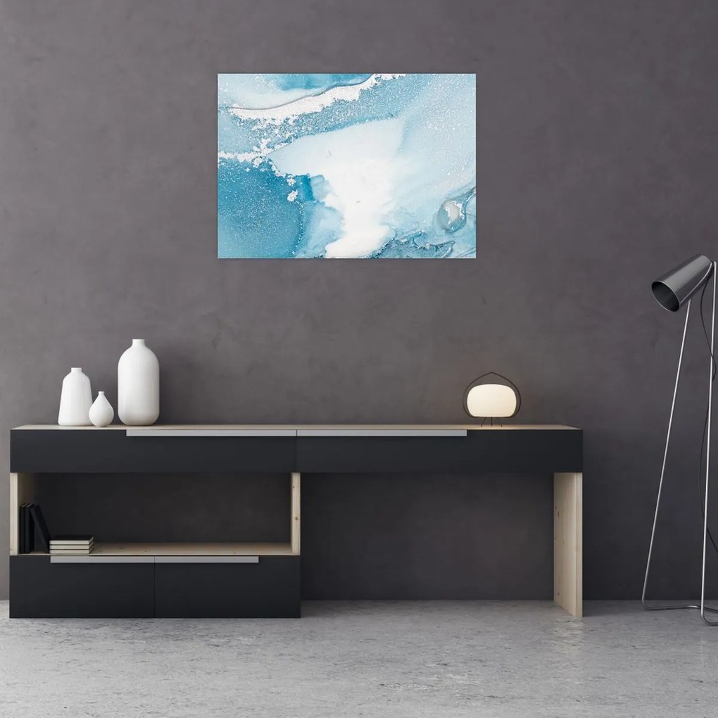 Tablou pe sticlă - Decor albastru (70x50 cm)
