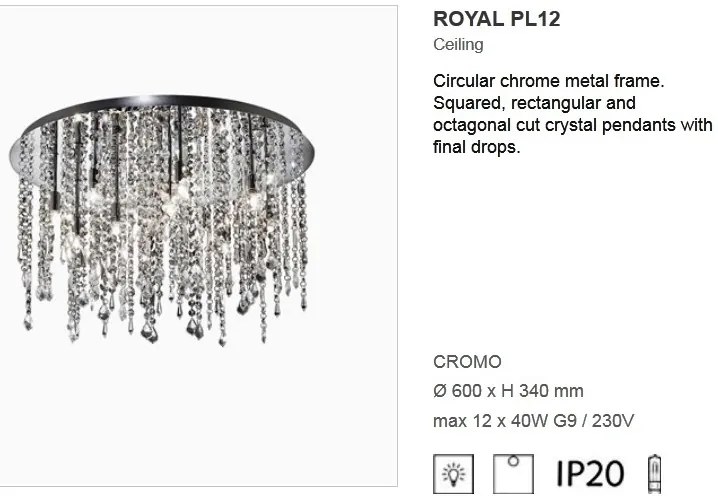 Plafonier cristal Venezian diametru 60 cm ROYAL PL12 053004