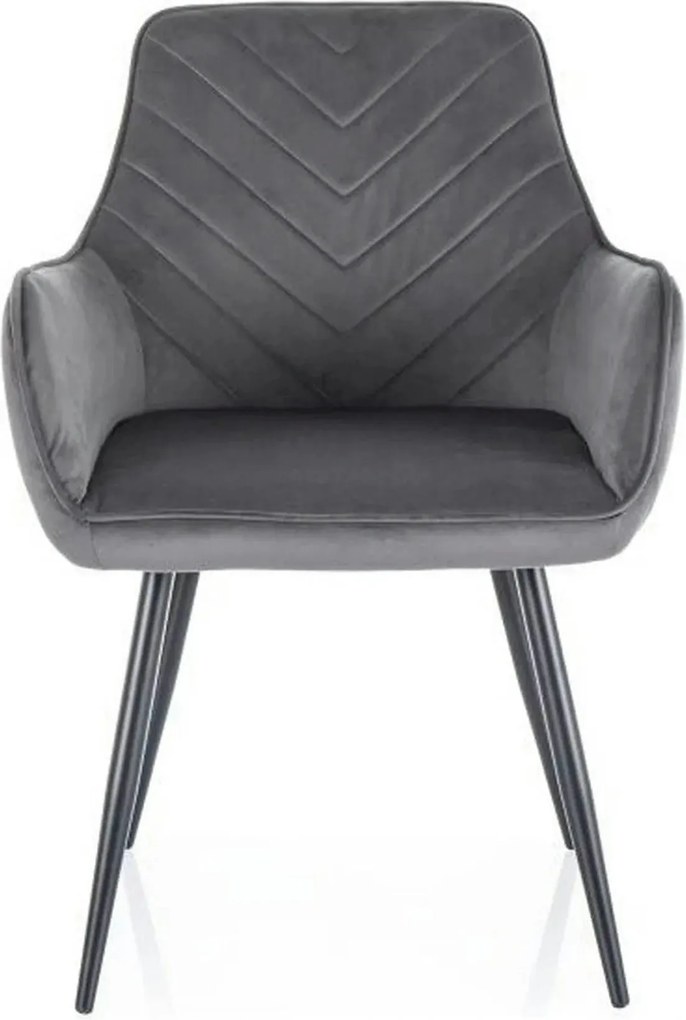 Scaun FIG, gri/negru, stofa catifelata/metal, 57x47x85 cm