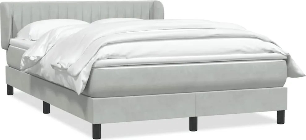 vidaXL Pat box spring cu saltea, gri deschis, 160x220 cm, catifea