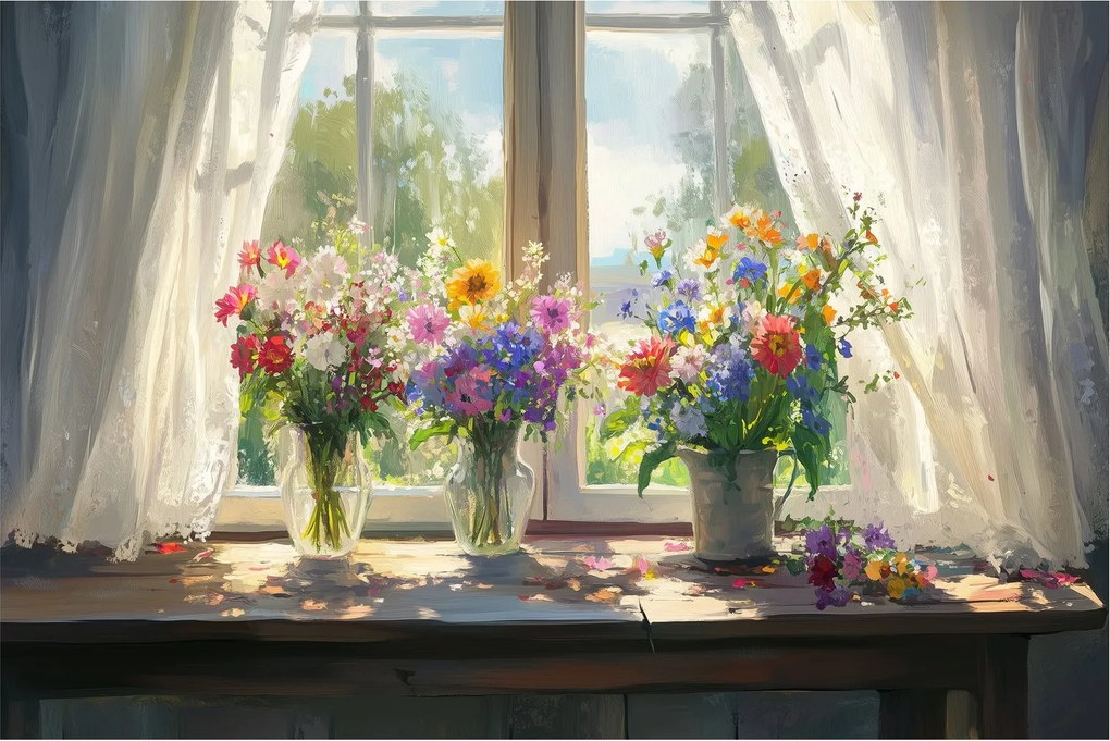 Tablou - Buchet la fereastră (90x60 cm)