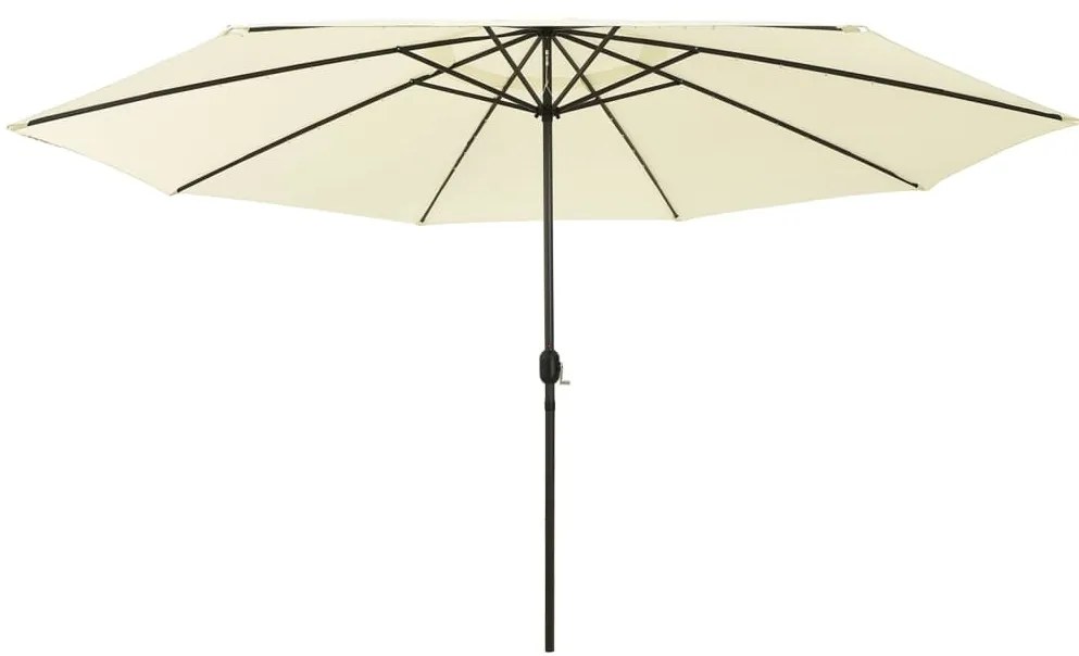 vidaXL Umbrelă soare de grădină cu LED-uri, nisipiu, 400 cm