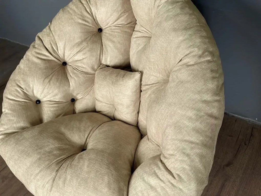 Fotoliu rotativ 360 grade,tapitat cu stofa si picioare metalice,rotund,homs,seria B-120,20027