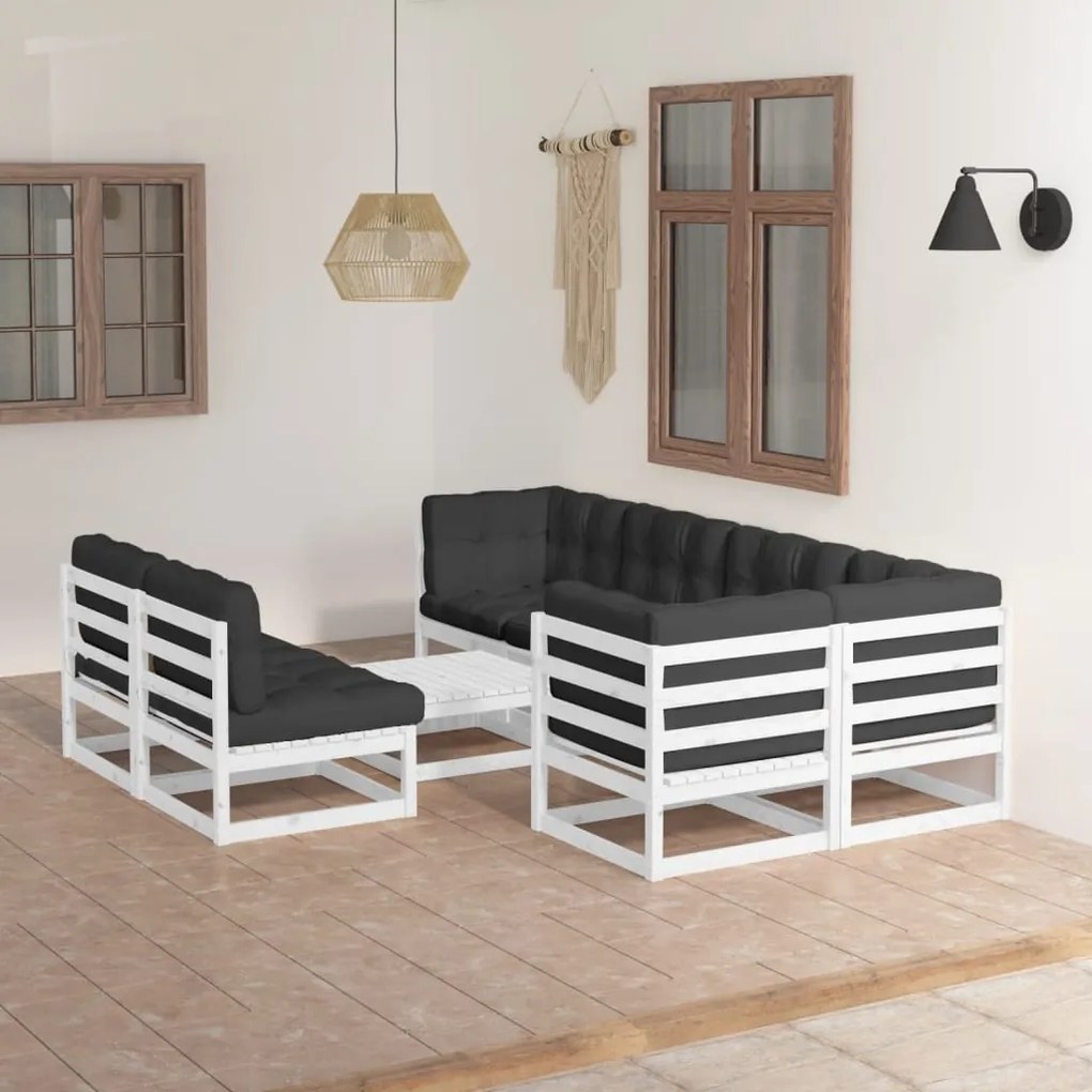 3076660 vidaXL Set mobilier de grădină cu perne, 8 piese, lemn masiv de pin