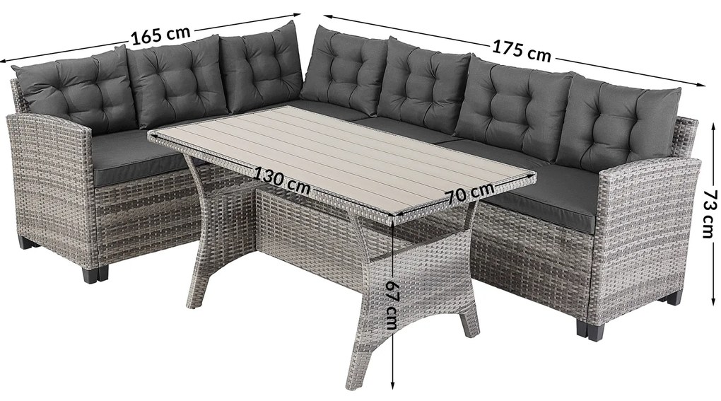 Deuba Set ratan Sedan - gri + perne antracit