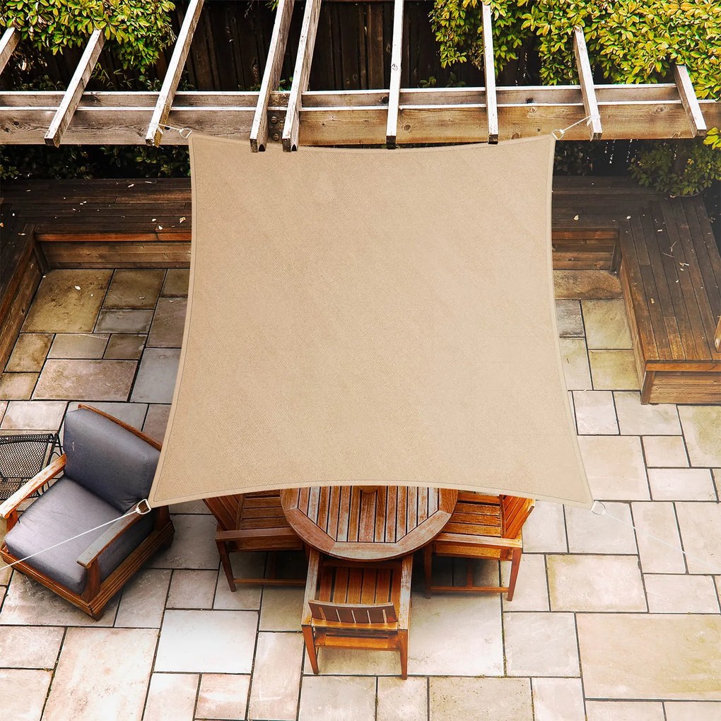 Parasolar pătrat, 5 × 5 m, poliester, respirabil