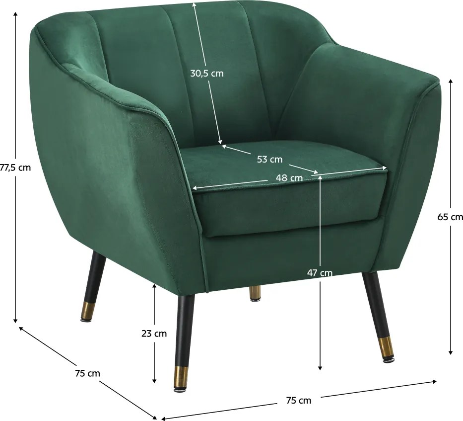 Fotoliu de design, ţesătură Velvet verde/negru/aurie, VIODA