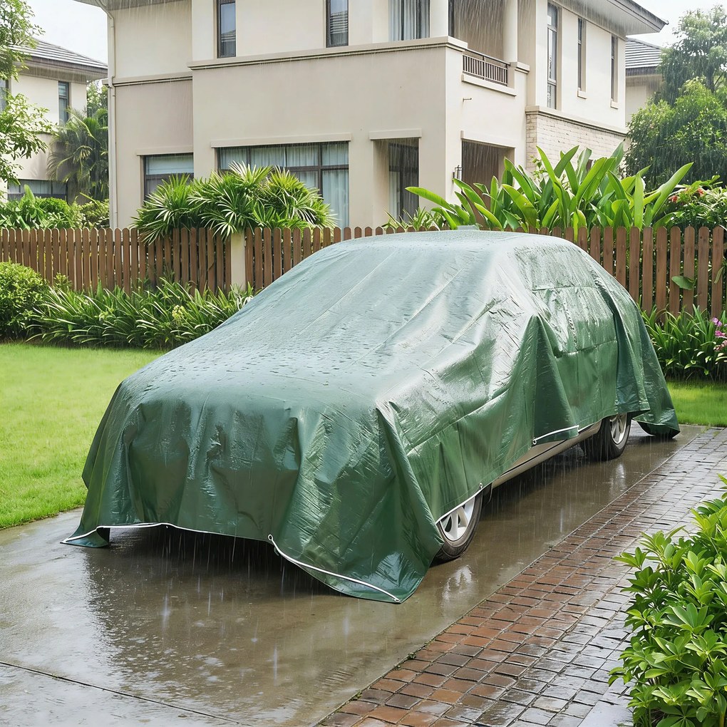 Outsunny Prelată Exterioară Impermeabilă 6x4 m, Prelată din PE cu Ochiuri Reîntărite, Rezistentă la UV pentru Mobilier de Grădină, Sere, Lemn de Foc, Verde | Aosom Romania