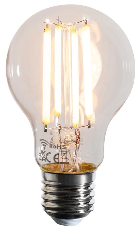 Becuri LED inteligente E27, reglabile în Kelvin, A60, transparente, 7W, 806 lm, 1800-3000K