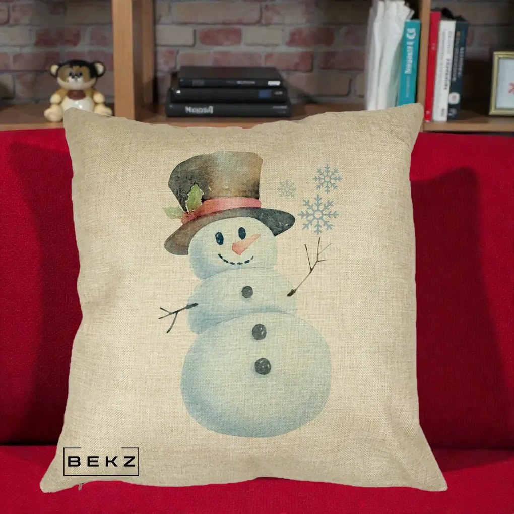 Perna Decorativa Om de Zapada cu Joben si Vasc, 40x40 cm, Crem, Husa Detasabila, Perna Inclusa, BEKZ®